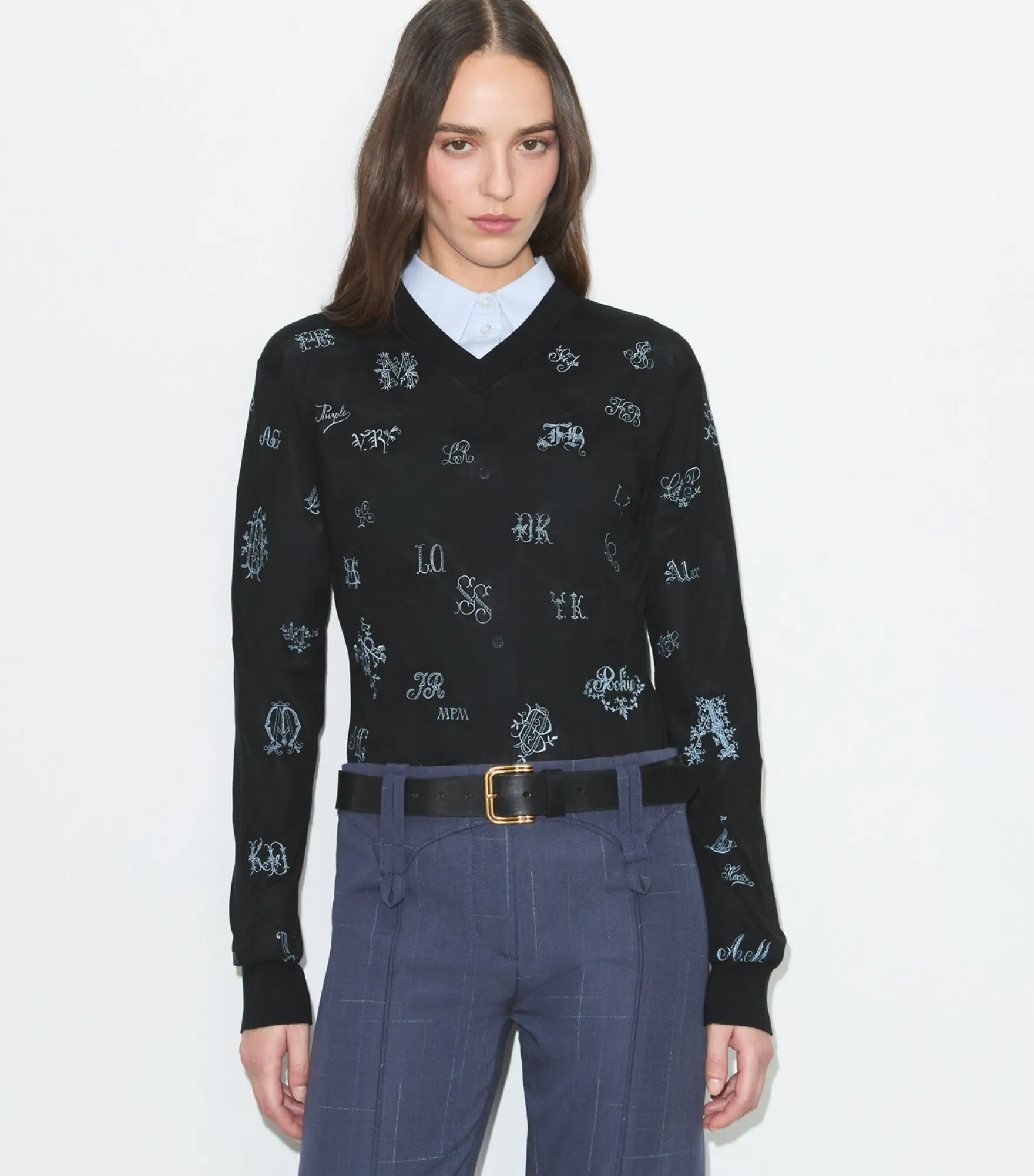 BESTICKTER SEIDENPULLOVER