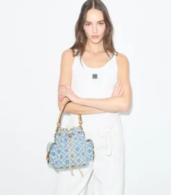 BUCKET BAG AUS DENIM MIT T-MONOGRAMM