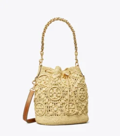 BUCKET BAG AUS RAFFIABAST MIT T-MONOGRAMM