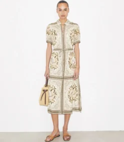 EINGEFASSTES KLEID AUS BAUMWOLLE MIT REISSVERSCHLUSS