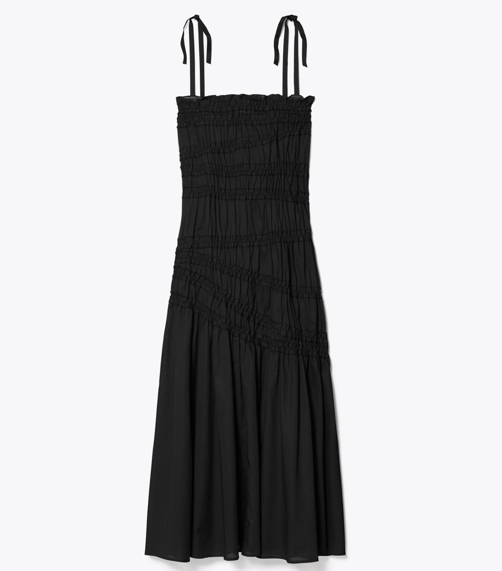 GESMOKTES BAUMWOLLKLEID MIT GEBUNDENEN TRÄGERN
