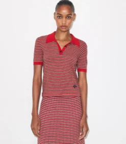 GESTREIFTES POLOSHIRT AUS VISKOSE