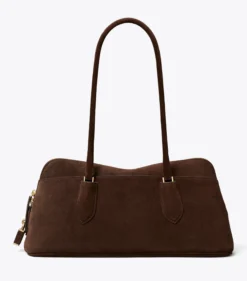 HENKELTASCHE IM QUERFORMAT AUS WILDLEDER MIT SCHLOSS