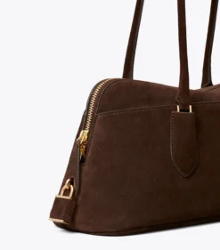 HENKELTASCHE IM QUERFORMAT AUS WILDLEDER MIT SCHLOSS