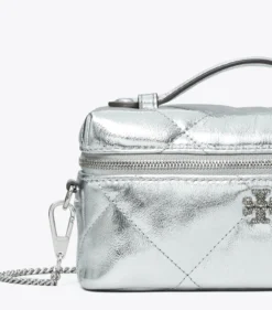 KIRA KOSMETIKTASCHE IN METALLIC MIT RAUTENSTEPPUNG