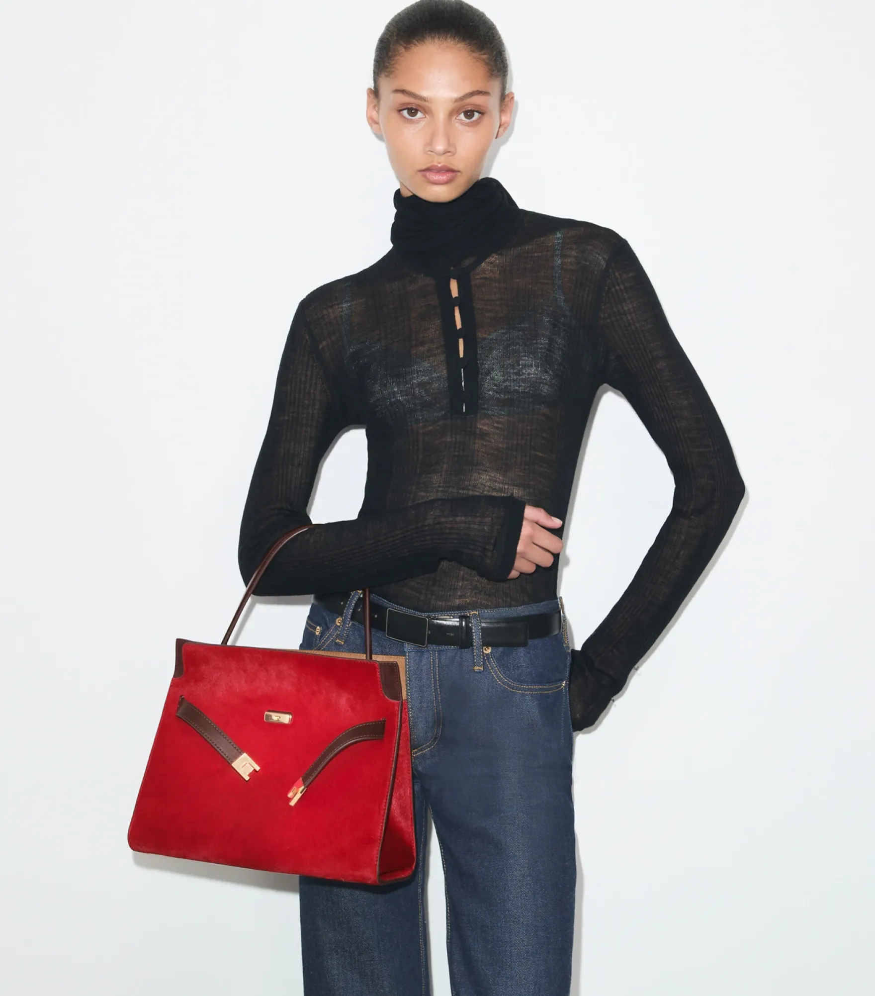 KLEINE LEE RADZIWILL DOUBLE BAG AUS KALBSHAAR
