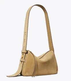 KLEINE ROMY SCHULTERTASCHE AUS WILDLEDER MIT HEFTNAHT