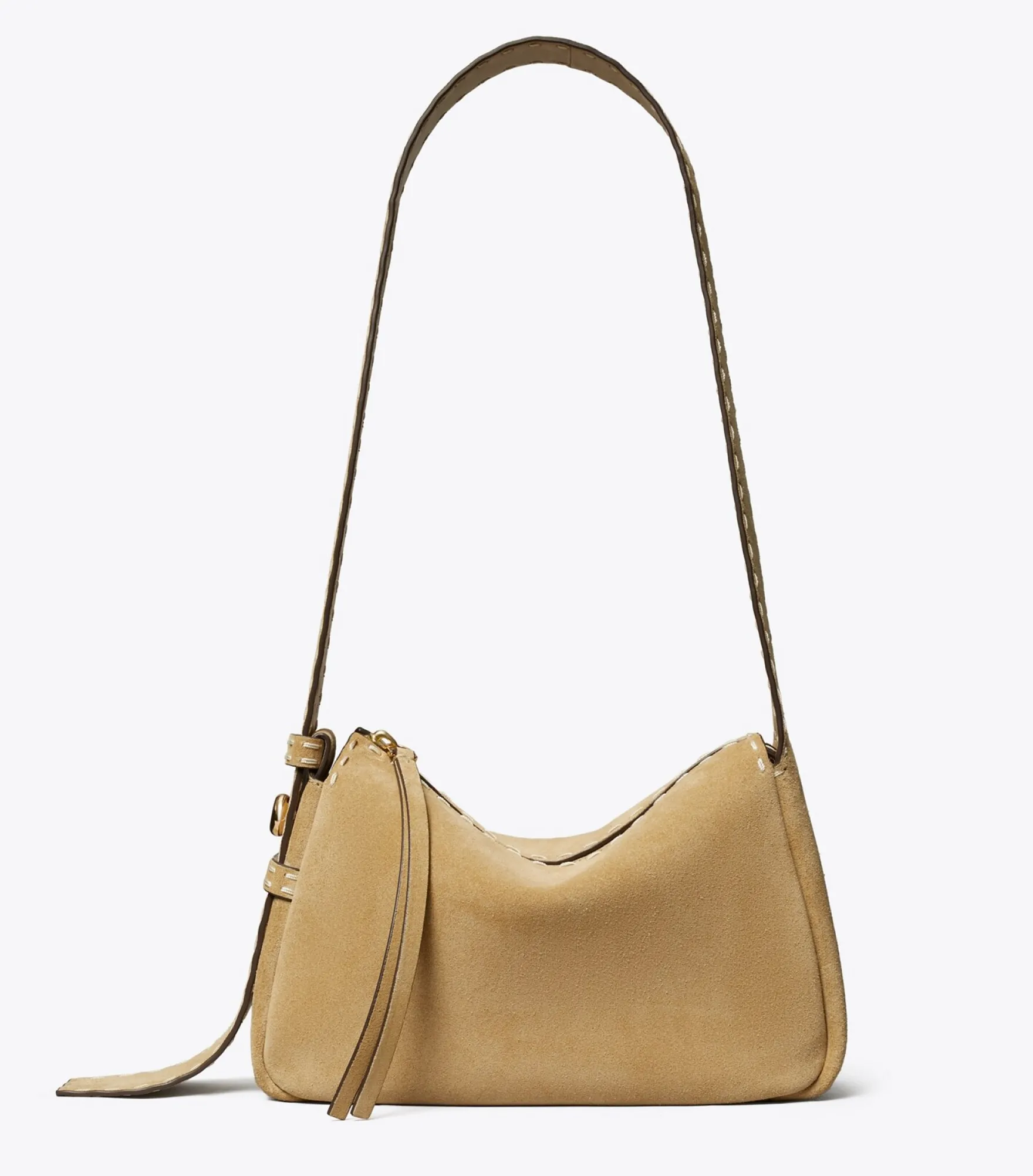 KLEINE ROMY SCHULTERTASCHE AUS WILDLEDER MIT HEFTNAHT