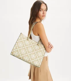 KONTRASTIEREND GEPRÄGTE TOTE BAG MIT T-MONOGRAMM