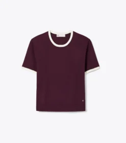 KURZÄRMELIGER PULLOVER MIT KONTRASTIERENDEM BESATZ