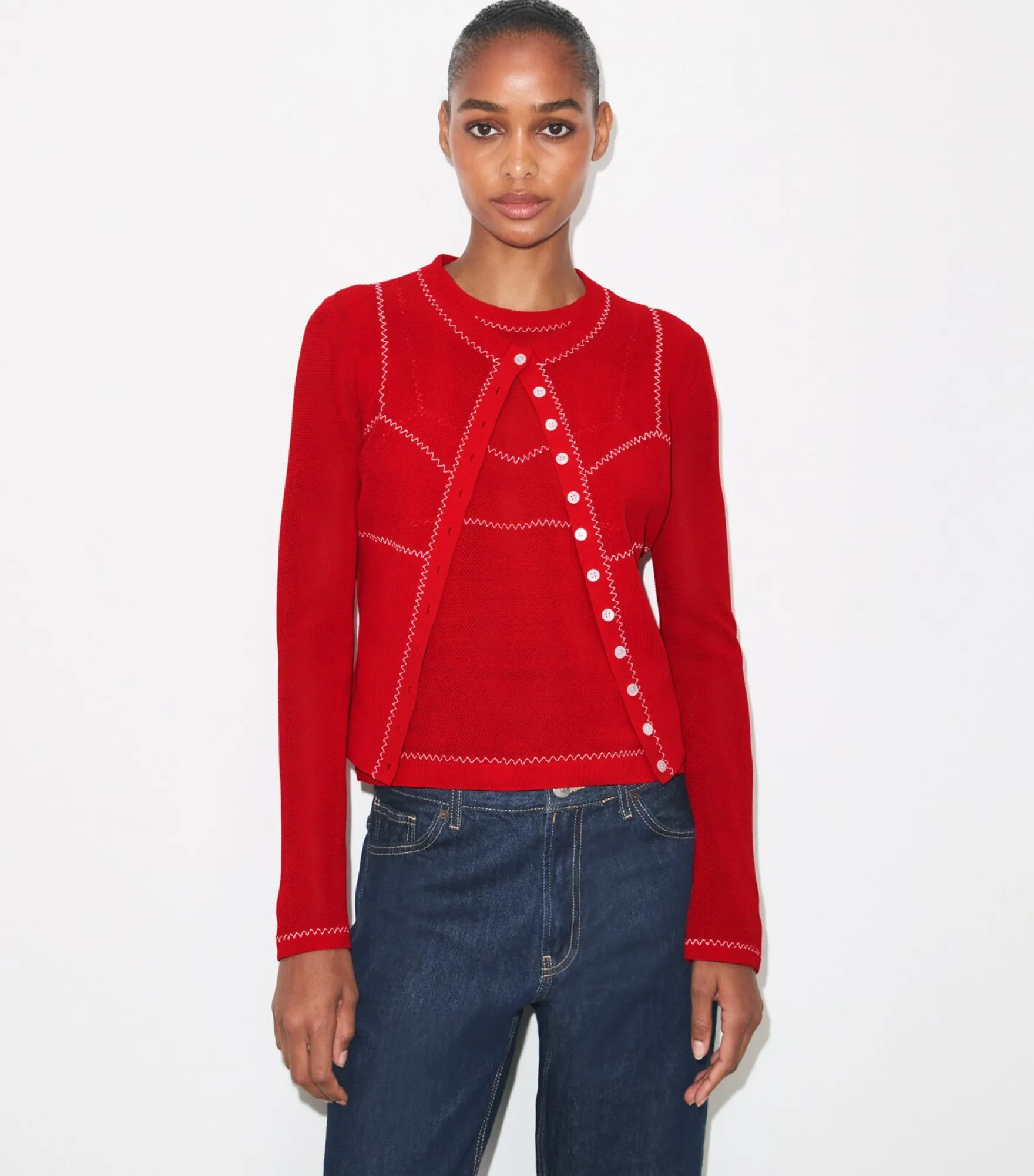 MESHCARDIGAN AUS BAUMWOLLE UND NYLON
