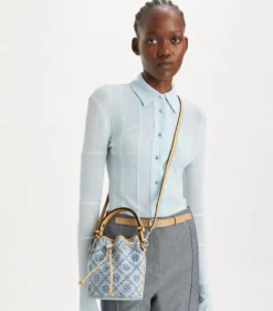 MINI-BEUTELTASCHE AUS DENIM MIT T-MONOGRAMM