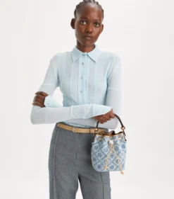 MINI-BEUTELTASCHE AUS DENIM MIT T-MONOGRAMM