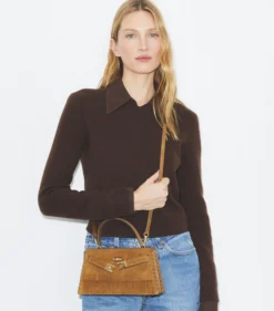 MINI LEE RADZIWILL TASCHE AUS WILDLEDER MIT FRANSEN UND TRAGEGRIFF OBEN