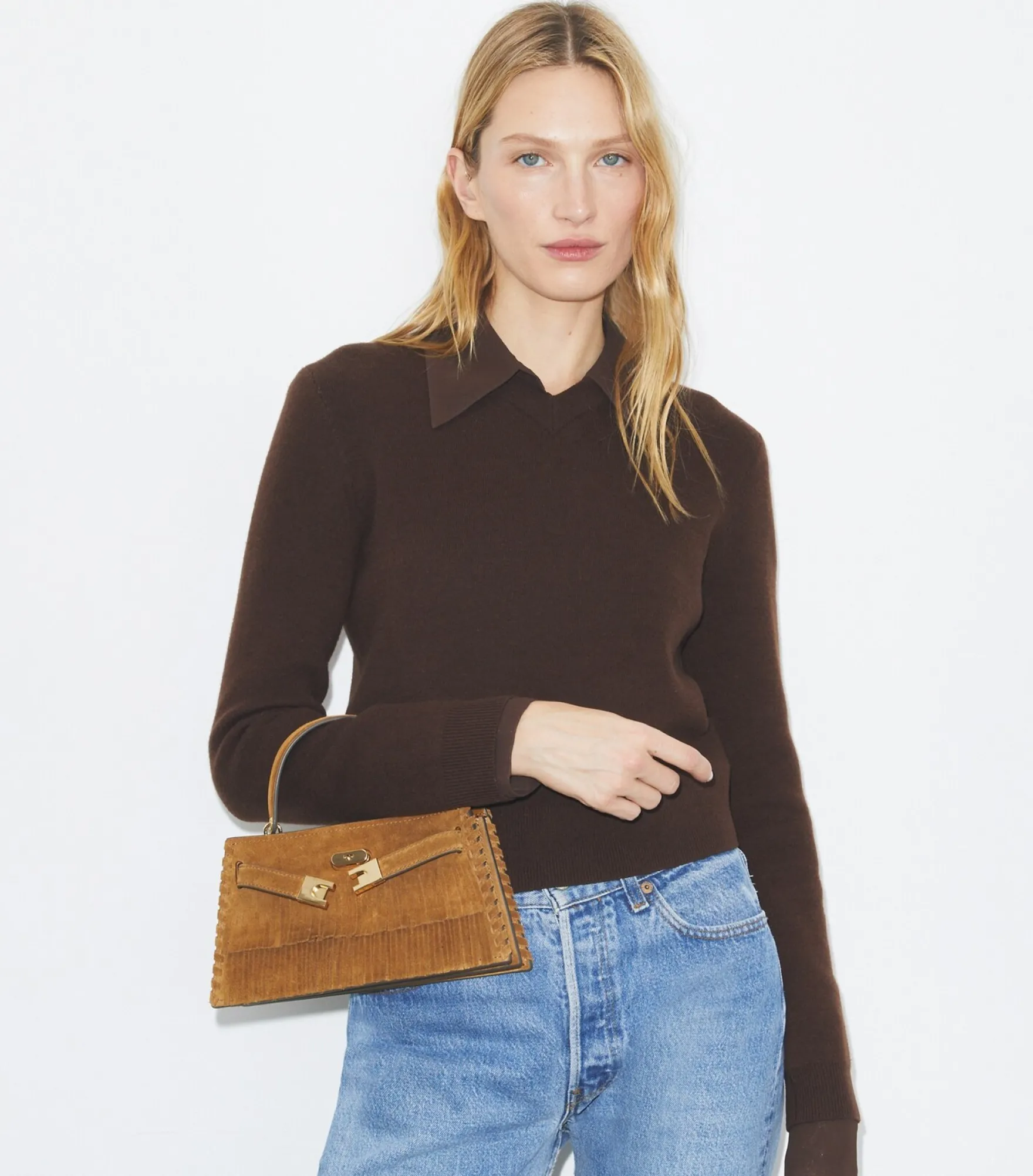 MINI LEE RADZIWILL TASCHE AUS WILDLEDER MIT FRANSEN UND TRAGEGRIFF OBEN