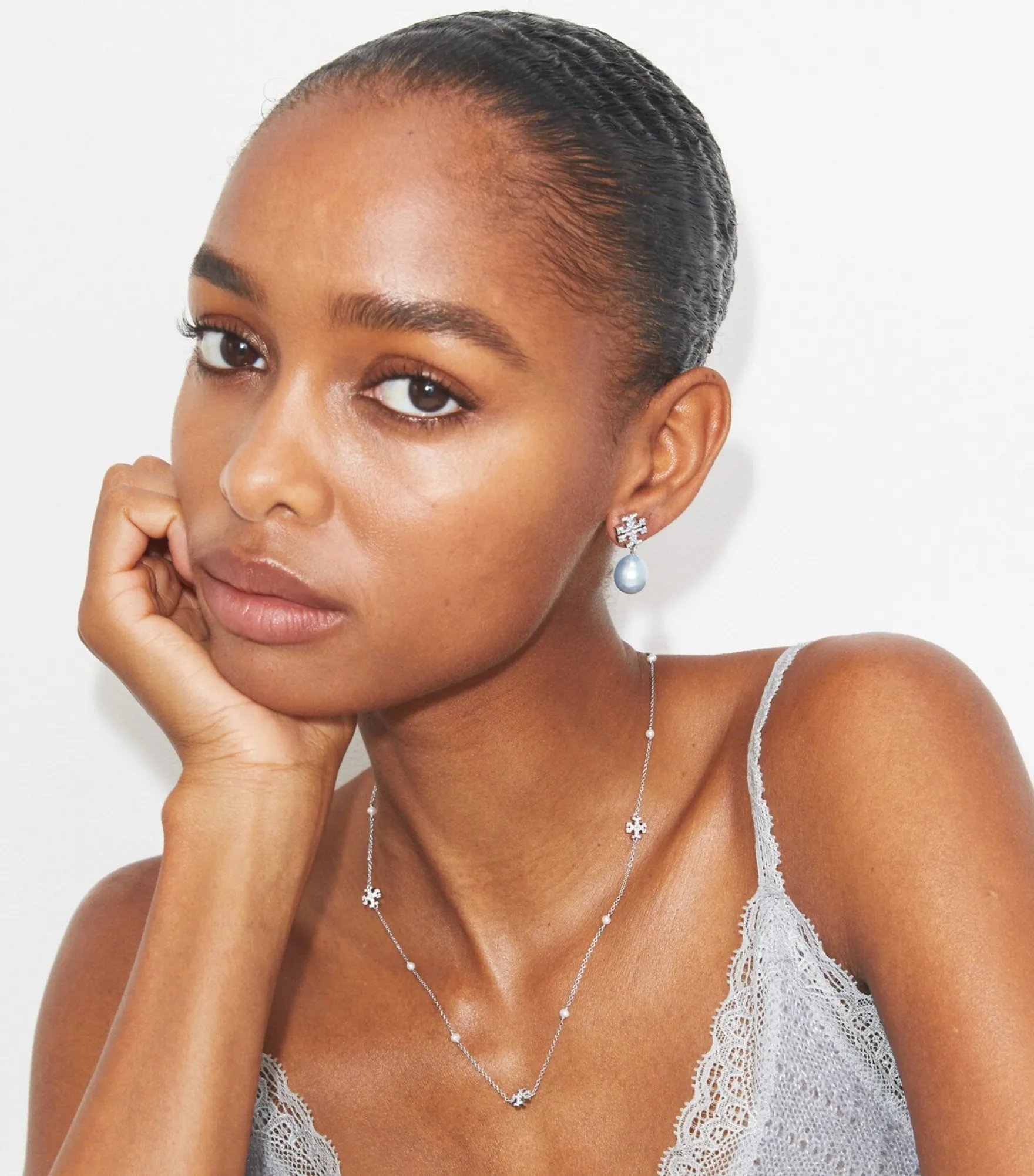 MOONDANCE PEARL AND PAVÉ DROP EARRING