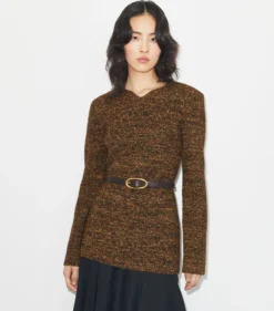 NYLON AND VISCOSE MARLED SWEATER