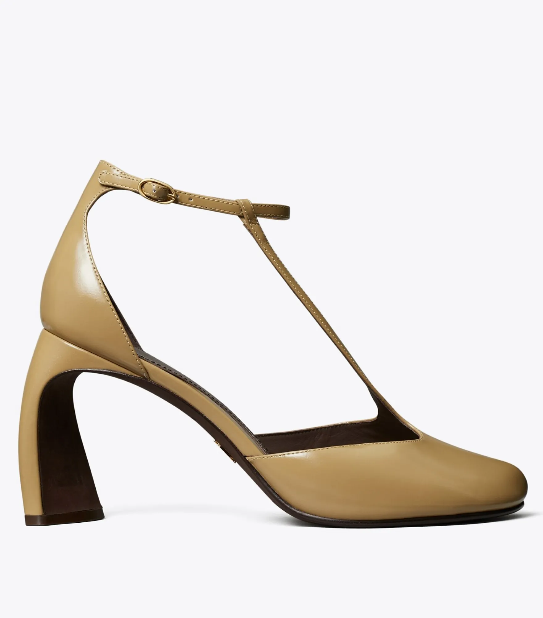 PEEPTOE-SANDALE MIT T-RIEMEN UND ABSATZ
