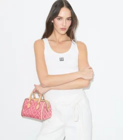 PETITE BARREL BAG AUS DENIM MIT T-MONOGRAMM