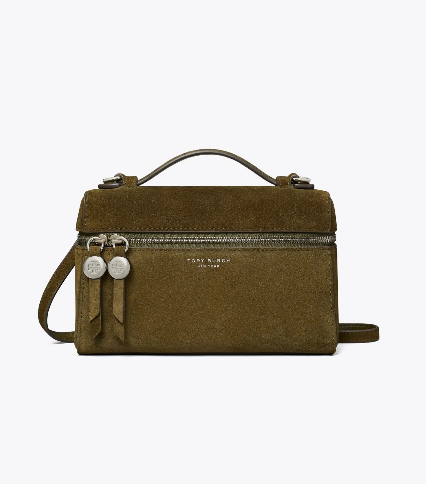 SCHLANKE ROMY HANDTASCHE AUS WILDLEDER MIT TRAGEGRIFF OBEN