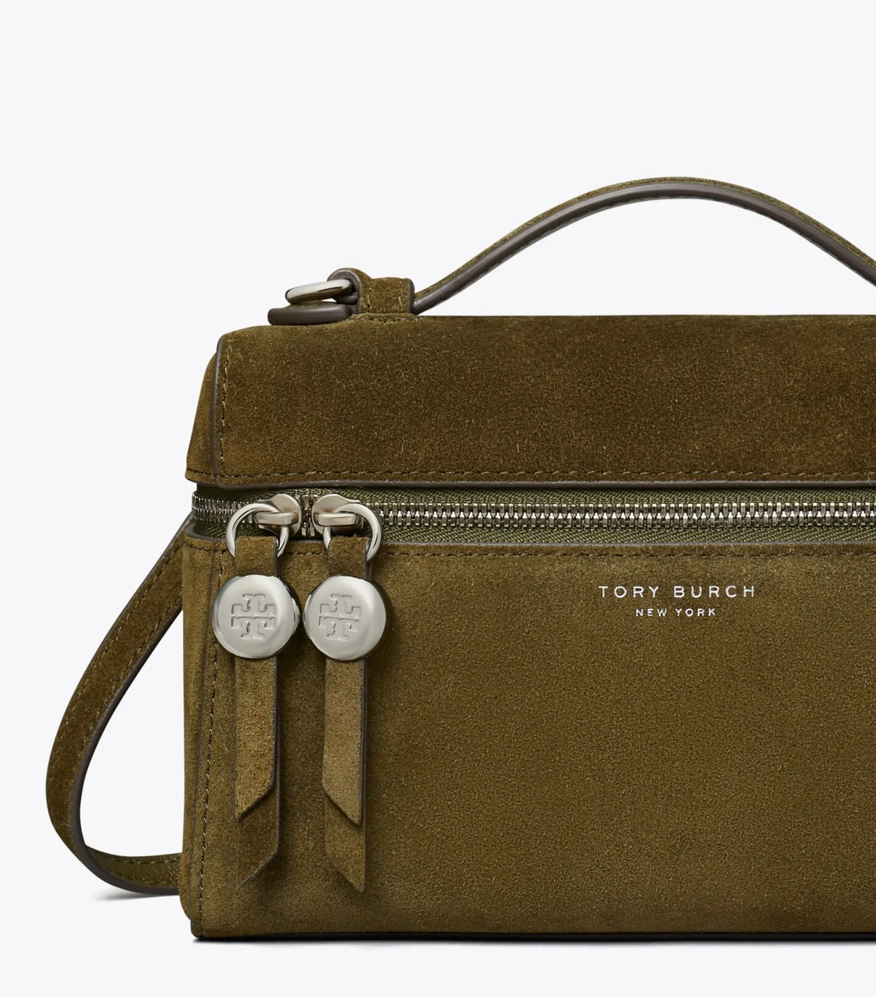 SCHLANKE ROMY HANDTASCHE AUS WILDLEDER MIT TRAGEGRIFF OBEN