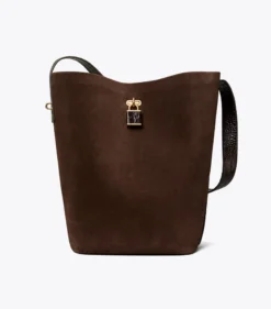 SCHMALE LOCK BUCKET BAG AUS WILDLEDER