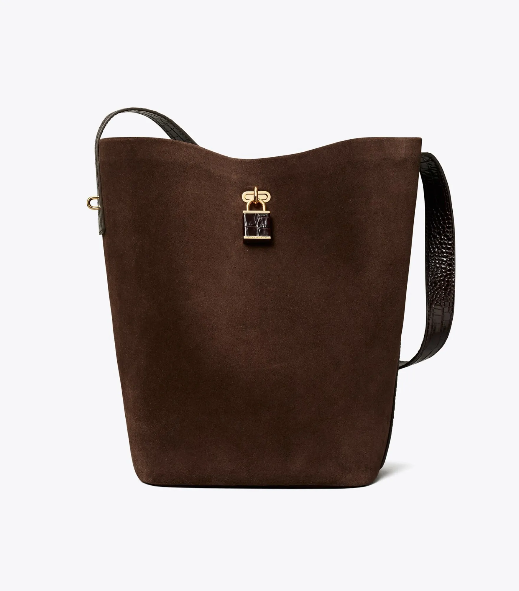 SCHMALE LOCK BUCKET BAG AUS WILDLEDER