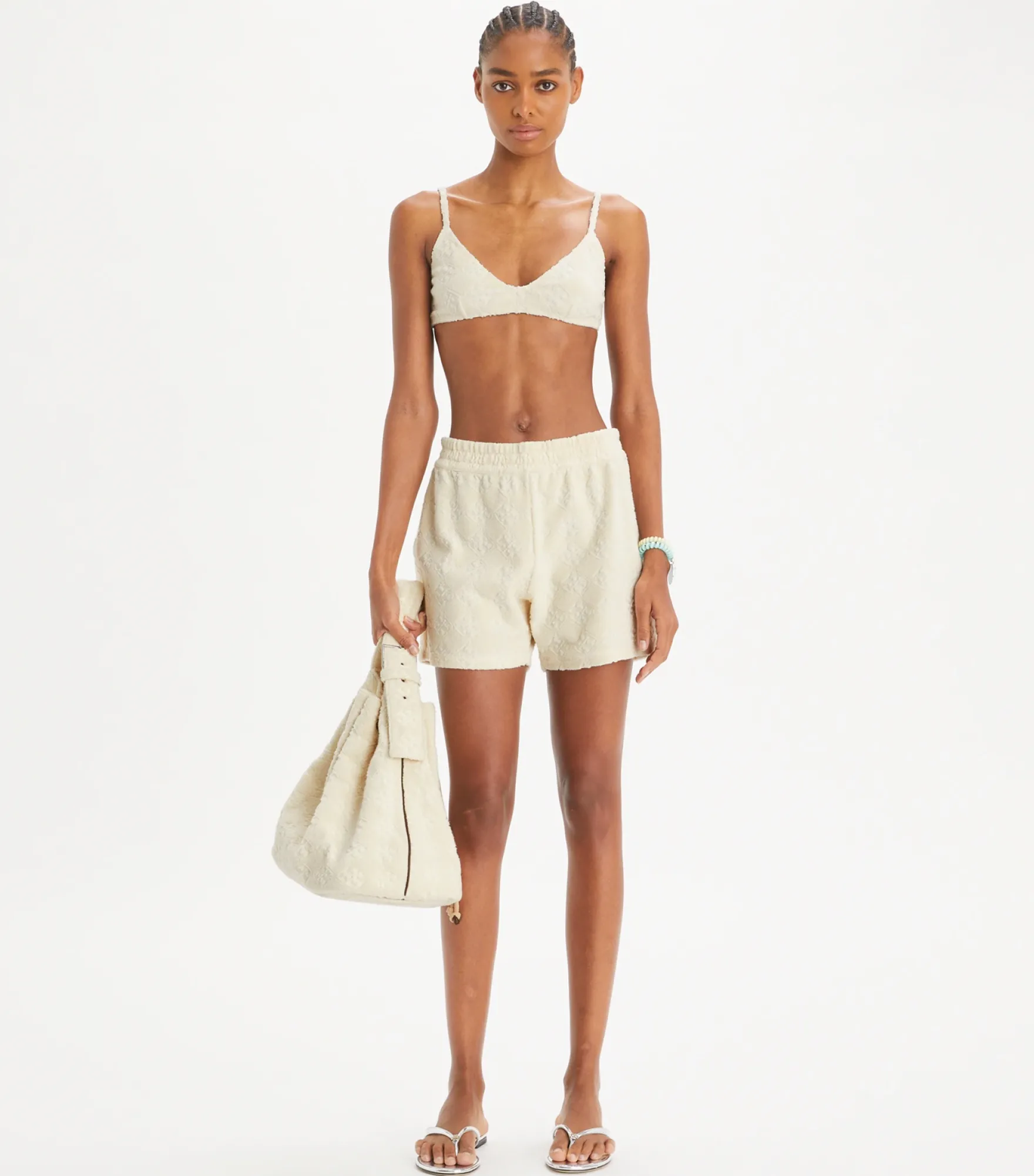 SHORTS AUS JACQUARD-FROTTEE MIT LOGO