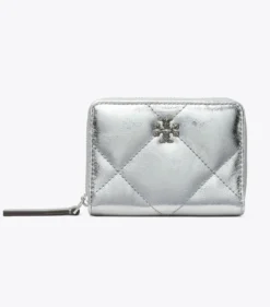 SMALL KIRA DIAMOND QUILT METALLIC ZIP-AROUND WALLET