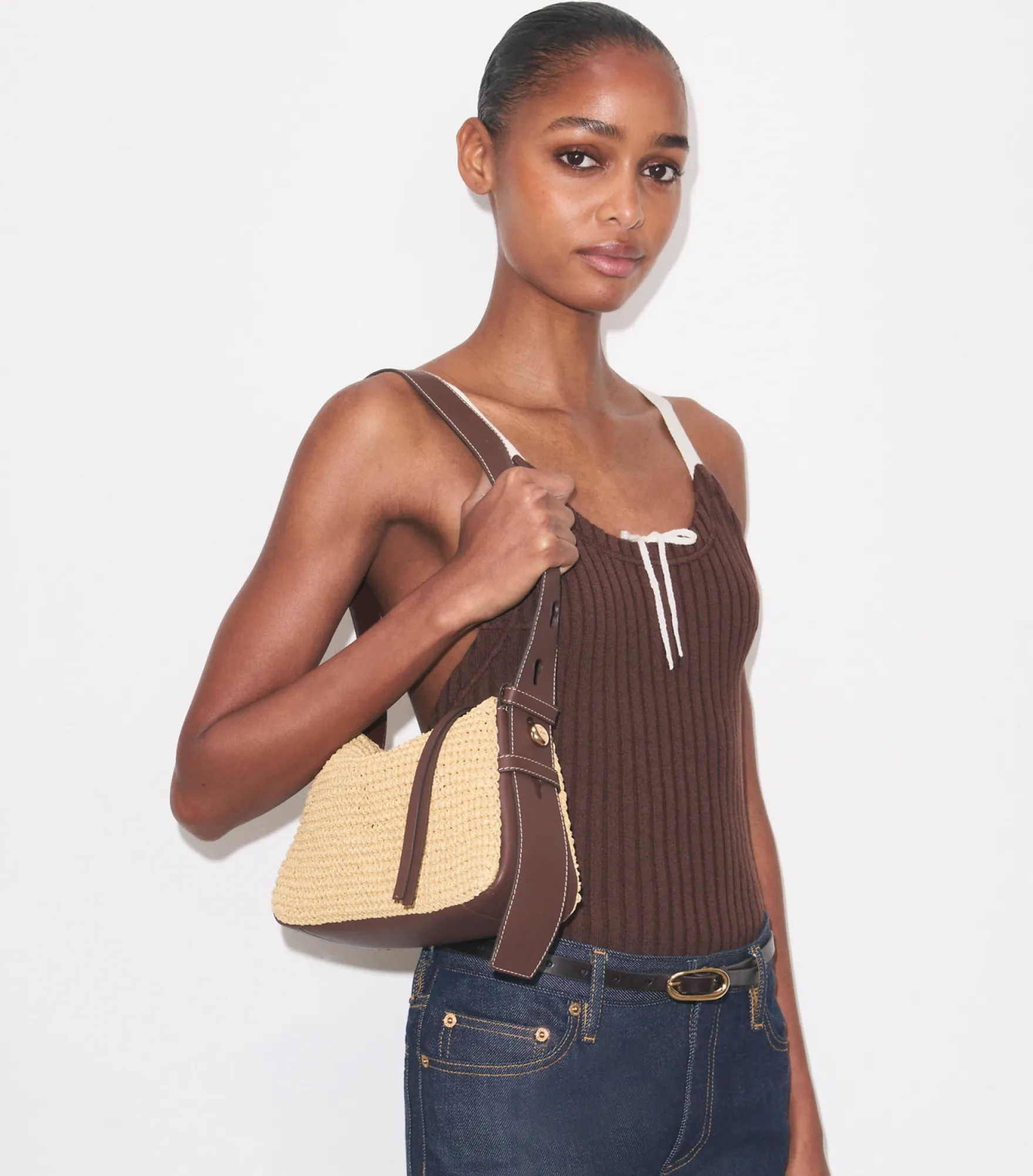 SMALL ROMY WOVEN SHOULDER BAG