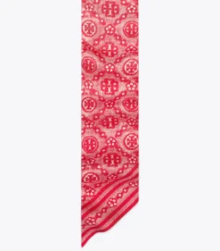 T MONOGRAM SILK RIBBON TIE