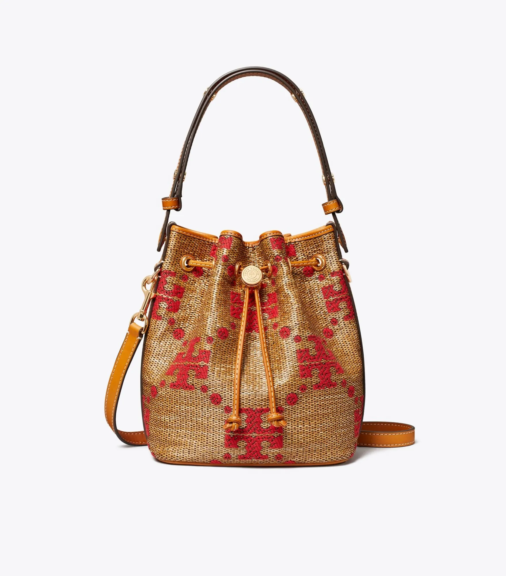 T MONOGRAM WOVEN BUCKET BAG