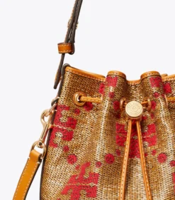 T MONOGRAM WOVEN BUCKET BAG