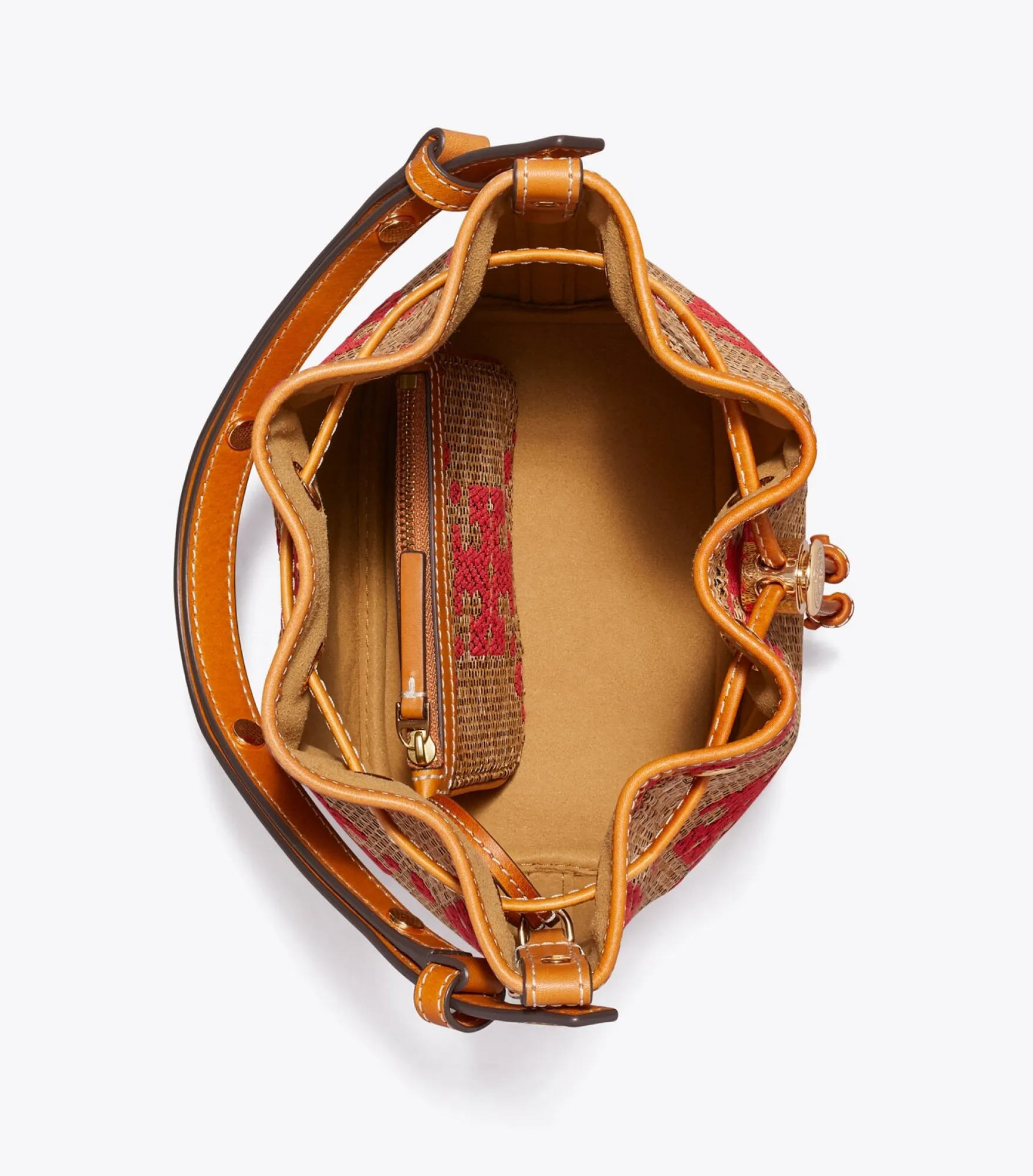 T MONOGRAM WOVEN BUCKET BAG