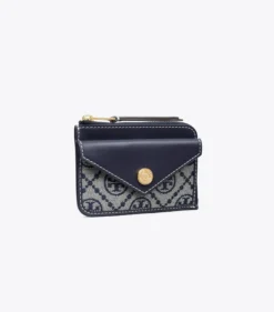 T MONOGRAM ZIP CARD CASE