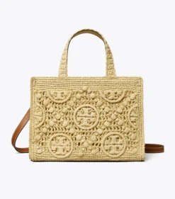TOTE BAG AUS RAFFIABAST MIT T-MONOGRAMM UND TRAGEGRIFF OBEN