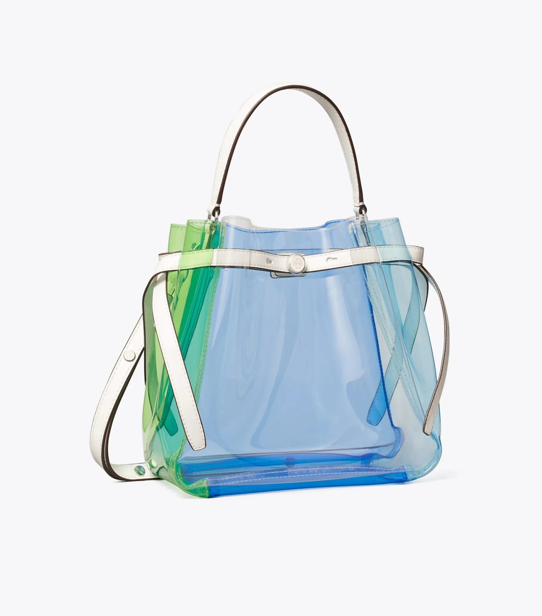 TRANSPARENTE ROMY BUCKET BAG IN COLORBLOCK-OPTIK
