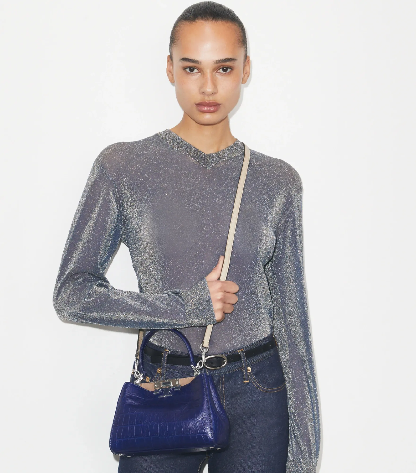WEICHE MINI ELEANOR HENKELTASCHE MIT KROKOPRÄGUNG
